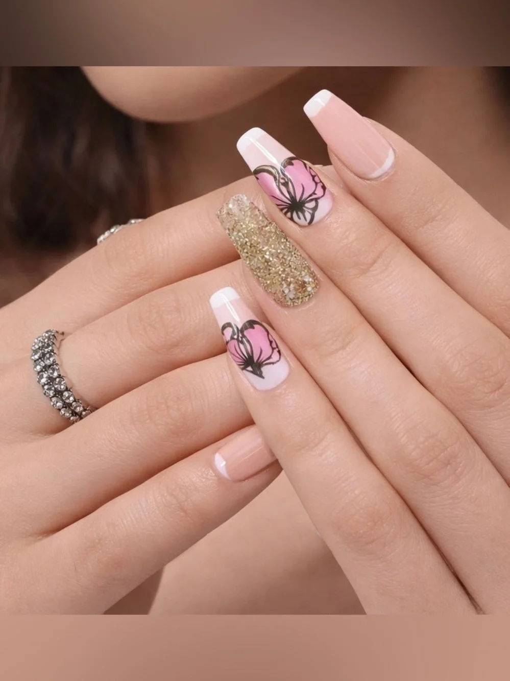 Pink Butterfly Women’s Press On nails - Buy One Get One Free